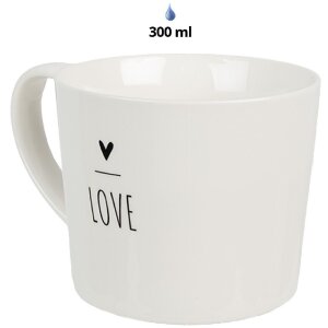 Clayre & Eef 6CEMU0147 Becher LOVE weiß 275 ml