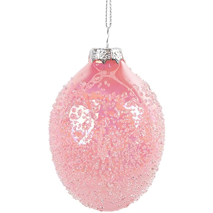 Clayre & Eef 6GL4457 Osteranhänger Ei Rosa Glas Ø 6x9 cm