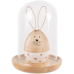 Clayre & Eef 6GL4481 Glasglocke Holzuntersetzer Ø 13x16 cm