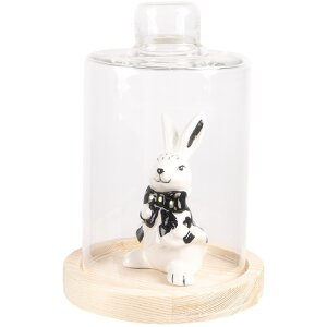 Clayre & Eef 6GL4482 Стеклянная банка-колокол с деревянным основанием Ø 11x17 см