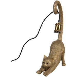 Clayre & Eef 6LMP788 Tischlampe Katze Gold 31x17x49...
