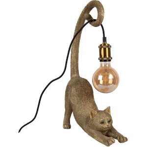 Clayre & Eef 6LMP788 Tischlampe Katze Gold 31x17x49 cm E27/max 1x60W