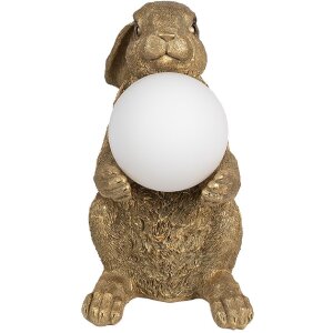 Clayre & Eef 6LMP790 Tischlampe Hase Gold G9 max 60W 27x19x35 cm
