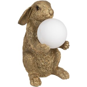 Clayre & Eef 6LMP790 Tischlampe Hase Gold G9 max 60W 27x19x35 cm