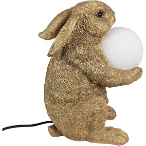 Clayre & Eef 6LMP790 Tischlampe Hase Gold G9 max 60W 27x19x35 cm