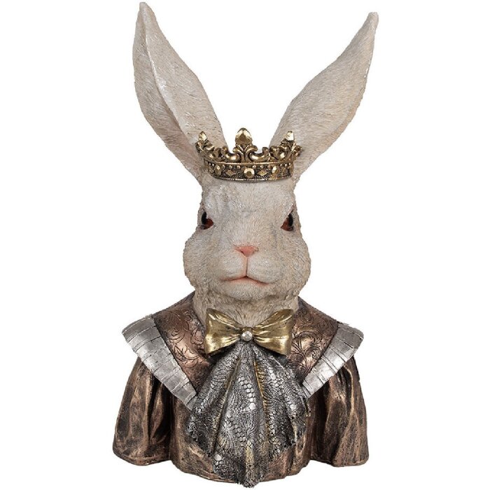 Clayre & Eef 6PR4138 Dekoration Kaninchen mit Krone 23x18x40 cm