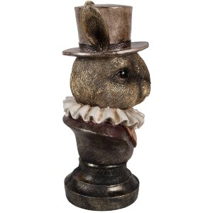 Clayre & Eef 6PR4140 Dekoration Kaninchen 19x16x35 cm Antik-Bronze