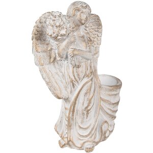 Clayre & Eef 6TE0505 Blumentopf Weiß Barock Stein 22x13x30 cm