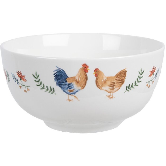 Clayre & Eef CARYBO Schale Keramik Weiß Ø 14x7 cm 500 ml Landhausstil