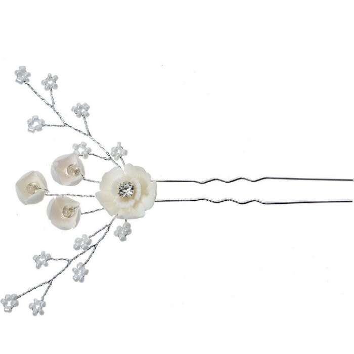 Juleeze JZHC0057 Заколка для волос серебряного цвета белая 6x1x12 см