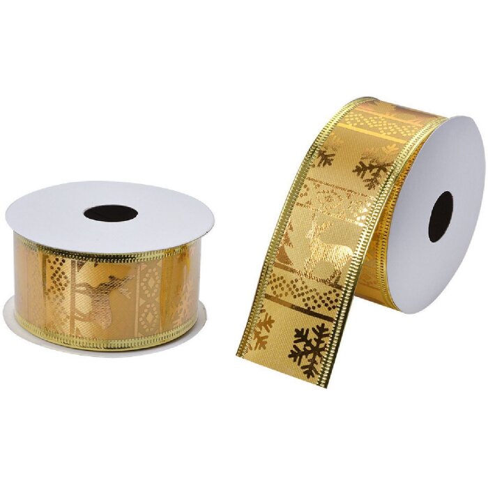 Clayre & Eef LI0127 Schleife Goldfarbig 3.8 cm x 2.7 m Landhausstil