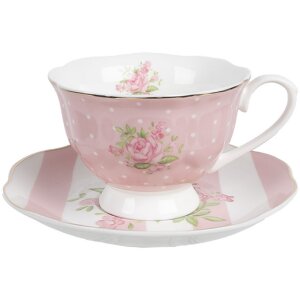 Clayre & Eef SWRKS Kaffeetasse mit Untertasse 12x9x6...