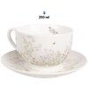 Clayre & Eef WFFKS Kaffeetasse mit Untertasse Weiß 250 ml 12x9x6 cm Ø 14x2 cm