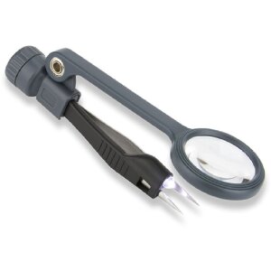Лупа Carson MagniGrip MG-88 пинцет 4,5x светодиодная ультралегкая асферическая линза