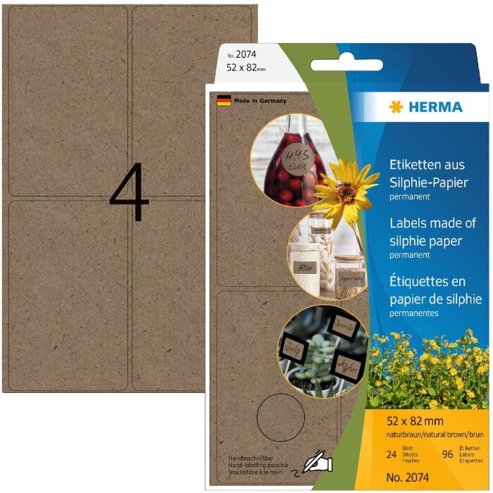 HERMA 2074 Vielzwecketiketten 52 x 82 mm Silphie-Papier zur Handbeschriftung