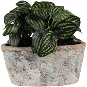 Clayre & Eef 6TE0528L Blumentopf Terrakotta Beige Blau 26x13x12 cm Landhausstil