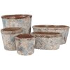 Clayre & Eef 6TE0528M Blumentopf Terrakotta Beige Blau 19x11x10 cm Landhausstil