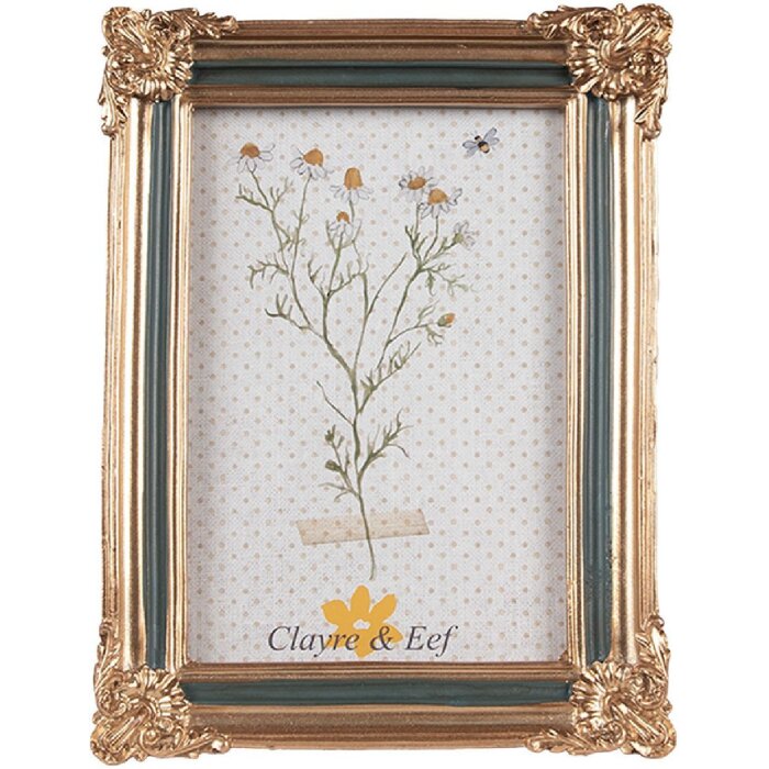 Clayre & Eef 2F1148 Fotorahmen Gold Grün 13x2x18 cm 10x15 cm