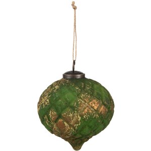 Clayre & Eef 6GL4509 Christbaumkugel Set 4 Grün Gold 27x26x13 cm Ø 15x15 cm