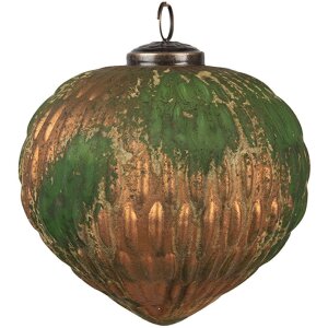 Clayre & Eef 6GL4509 Christbaumkugel Set 4 Grün Gold 27x26x13 cm Ø 15x15 cm