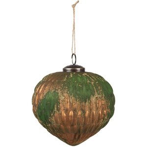 Clayre & Eef 6GL4509 Christbaumkugel Set 4 Grün Gold 27x26x13 cm Ø 15x15 cm