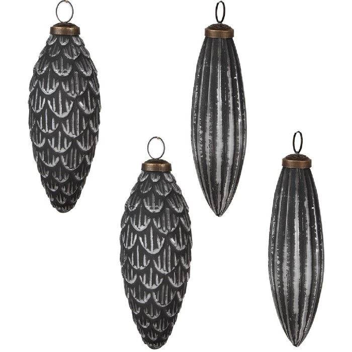 Clayre & Eef 6GL4510 Набор елочных шаров 4 серых Ø 8x15 см