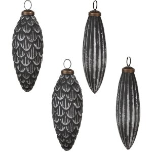 Clayre & Eef 6GL4510 Christbaumkugeln Set 4 Grau...