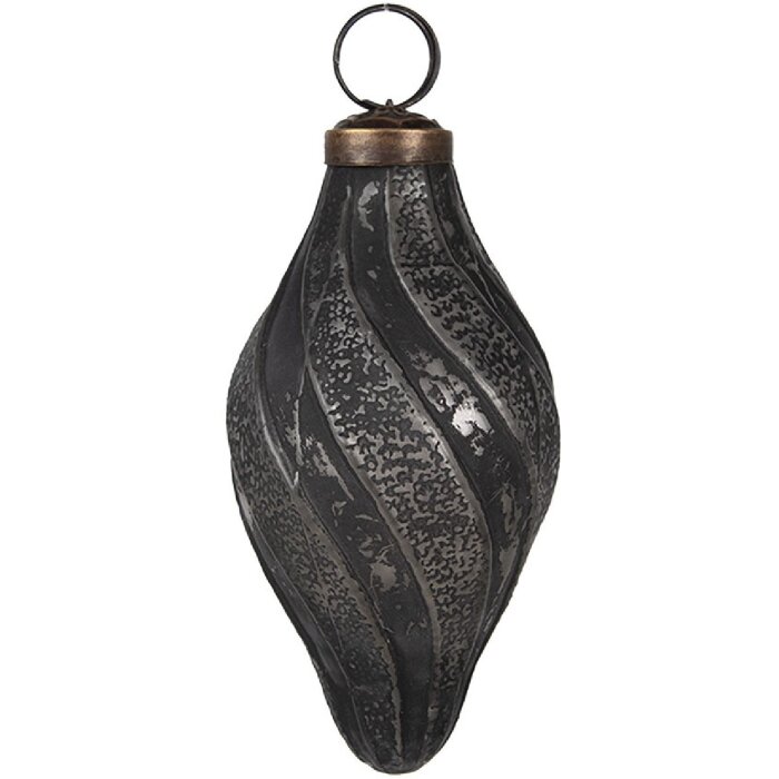 Clayre & Eef 6GL4682 Christbaumkugel Schwarz Ø 6x11 cm