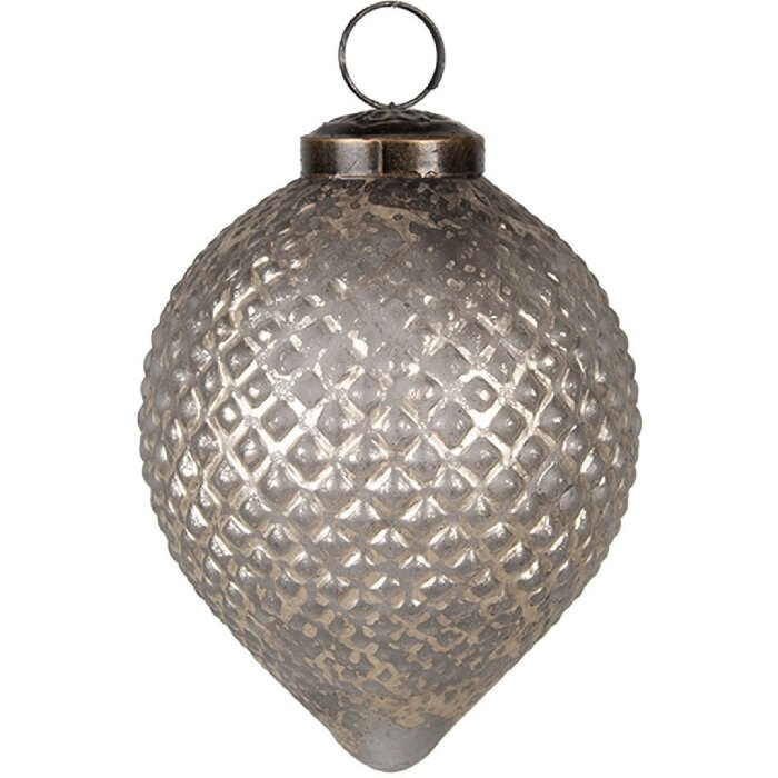 Clayre & Eef 6GL4694 Christbaumkugel Grau Gold Ø 8x10 cm Glas