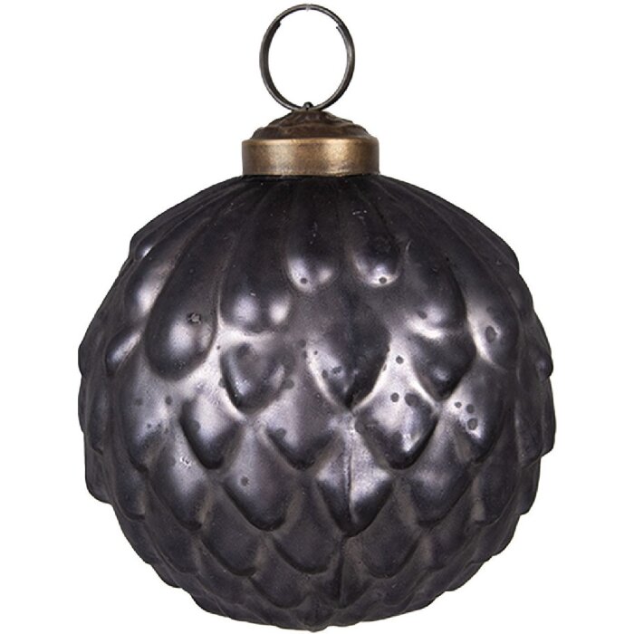 Clayre & Eef 6GL4698 Christmas Tree Bauble Grey Ø 8x8 cm Glass Bohemian Design