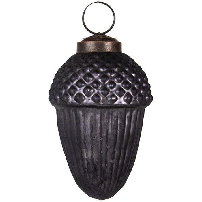 Clayre & Eef 6GL4699 Елочная игрушка стеклянная серая Ø 5x9 см