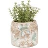 Clayre & Eef 6TE0539S Blumentopf Terrakotta Beige Grün Ø 11x9 cm