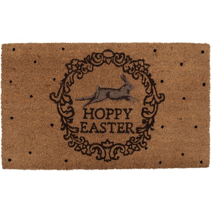 Clayre & Eef RFLMC Придверный коврик Hoppy Easter 75x45x1 см коричневый