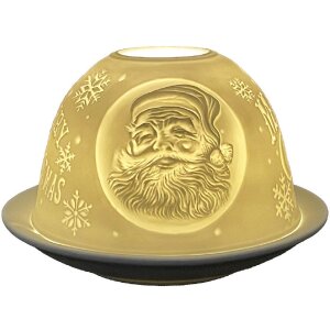 Clayre & Eef 6CE1822 Teelichthalter Merry Christmas Ø 12x8 cm Weiß