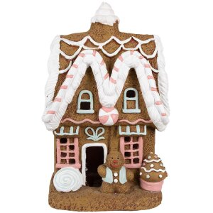 Clayre & Eef 6MG0054 Dekoration Lebkuchenhaus mit LED 22x18x39 cm