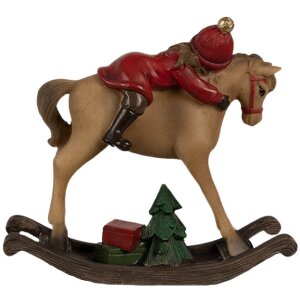 Clayre & Eef 6PR4181 Dekoration Kind auf Schaukelpferd 11x4x10cm