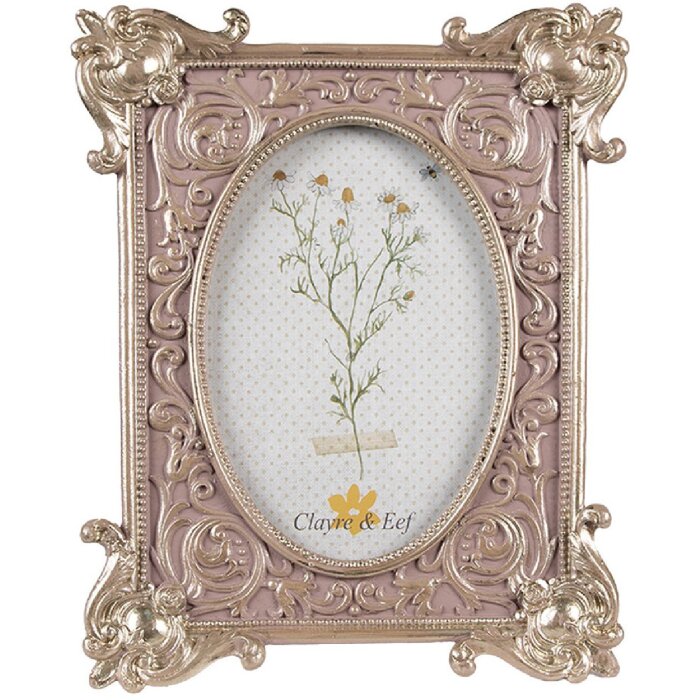 Clayre & Eef 2F1115 Fotorahmen Silberfarbig Rosa 17x3x21 cm 10x15 cm