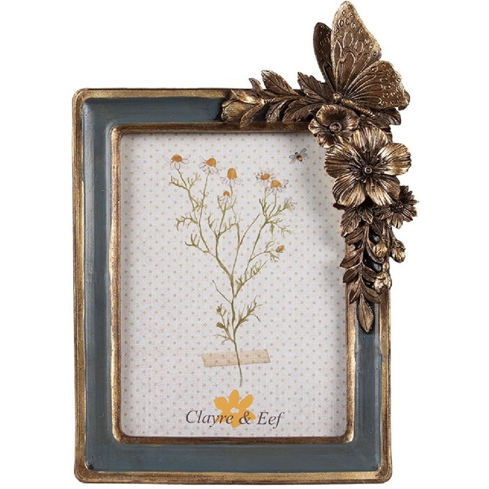 Clayre & Eef 2F1126 Fotorahmen 18x3x26 cm 13x18 cm Blau Gold
