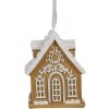 Clayre & Eef 6PR4213 Dekoration Anhänger Haus Braun Weiß 6x4x7 cm