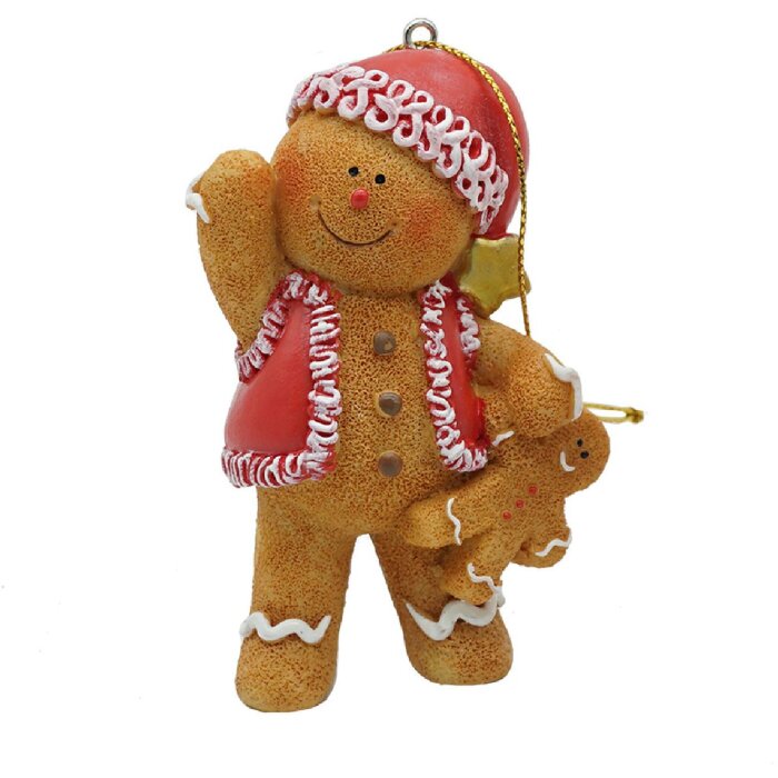 Clayre & Eef 6PR4336 Украшение Вешалка Пряничный человечек 6x4x9 см