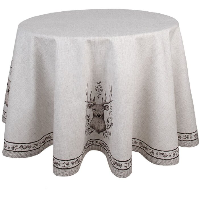 Clayre & Eef GTW07 Скатерть с оленьим мотивом бежевая Ø 170 см