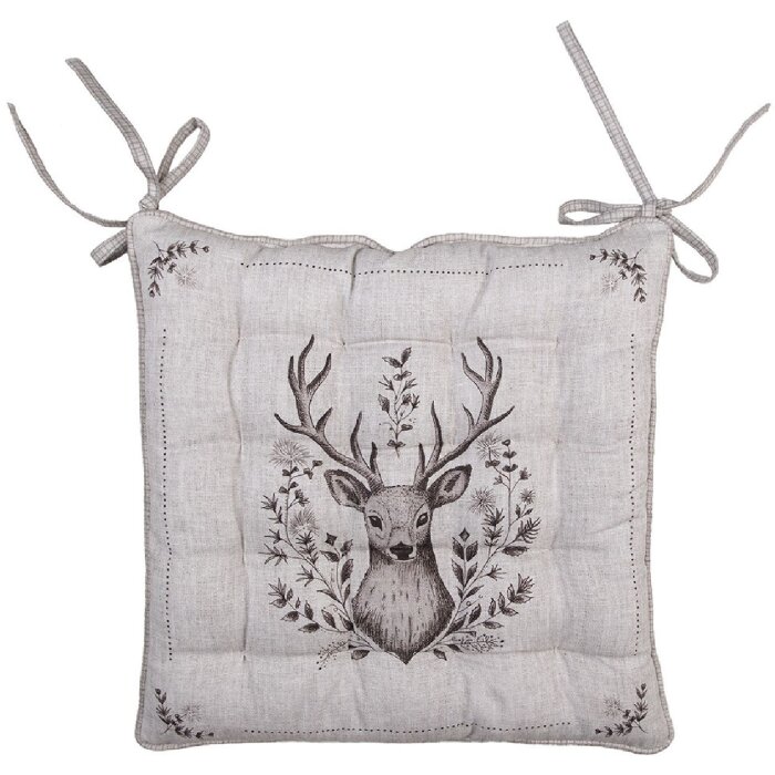 Clayre & Eef GTW29 Stuhlkissen mit Schaumstoff Hirschmotiv 40x40x4 cm