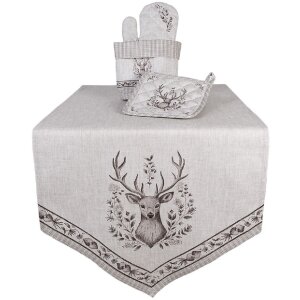 Clayre & Eef GTW65 Настольная скатерть с рисунком оленя 50x160 см Бежевый