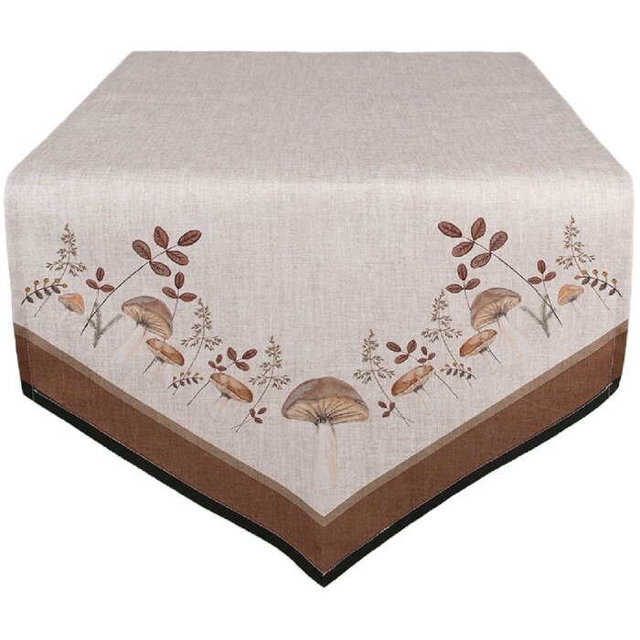 Clayre & Eef LFJ65 Tischläufer Pilze 50x160 cm Beige Braun