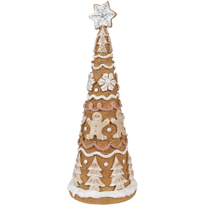 Clayre & Eef 6PR4362 Dekoration Weihnachtsbaum Ø 14x37 cm Braun Weiß