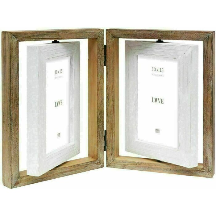 Deknudt S67UE1 Dreifachrahmen Treibholz 2 Fotos Kombination weiß braun 10x15 cm