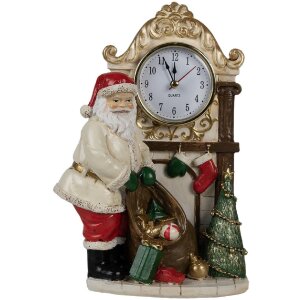 Clayre & Eef 6PR4180 Dekoration Weihnachtsmann Uhr 15x7x22 cm