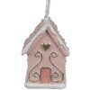 Clayre & Eef 6PR4211 Weihnachtsanhänger Rosa Haus 4x4x6 cm