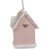 Clayre & Eef 6PR4211 Weihnachtsanhänger Rosa Haus 4x4x6 cm