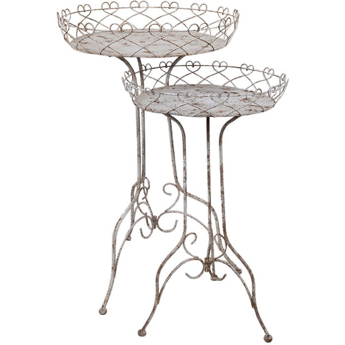 Clayre & Eef 5Y1239 Pflanzentisch Set Ø 52x84/ Ø 42x66 cm